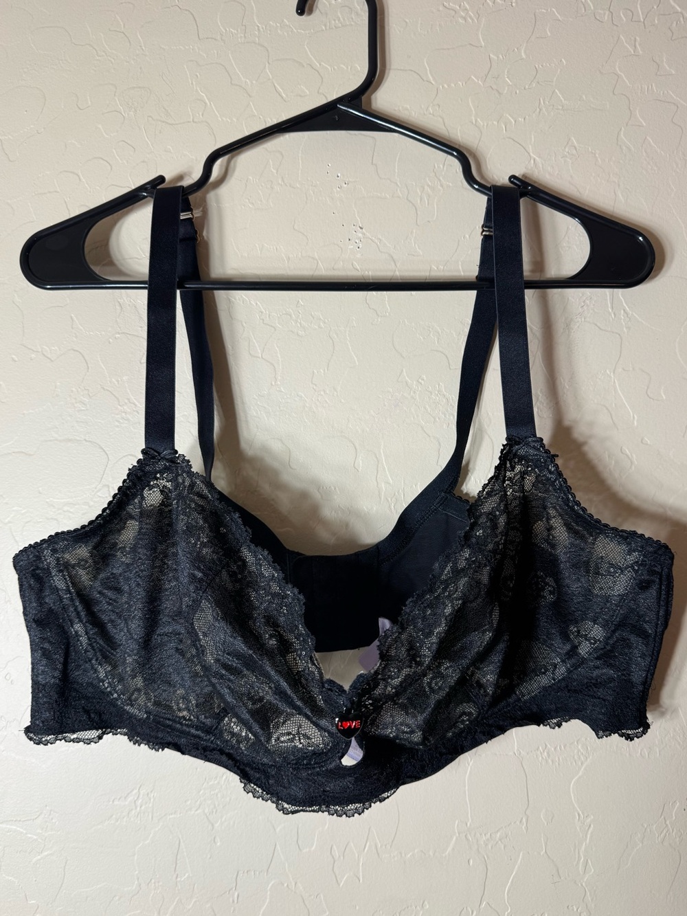 Savage X Fenty Black Lace Unlined Soft Underwire Bra Love Charm 42DD Plus Size